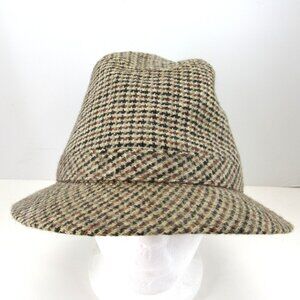 YoungAn Fashion Men's Green Tweed 3 Panel Fedora Size L 7 1/4-7 3/8 Made  Korea